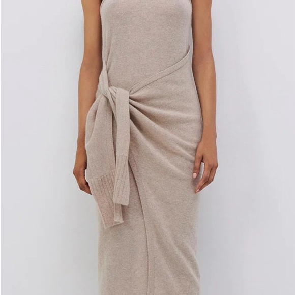 NWT JONATHAN SIMKHAI Flynn Recycled Cashmere Wrap Dress -Ivory - Picture 3 of 15